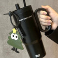 Large Insulated Tumbler with Handle, Straw & Cute Bag Charm