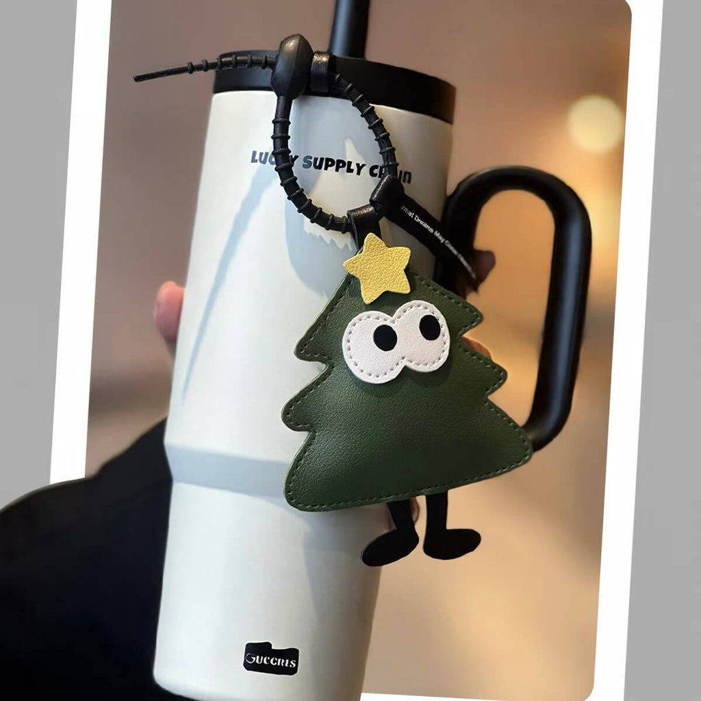 Large Insulated Tumbler with Handle, Straw & Cute Bag Charm