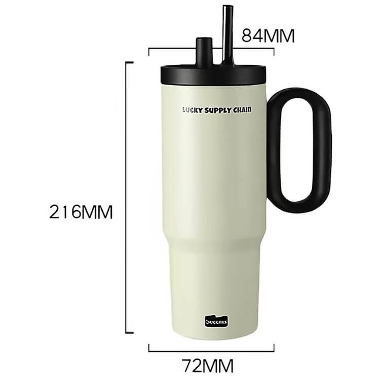 Large Insulated Tumbler with Handle, Straw & Cute Bag Charm